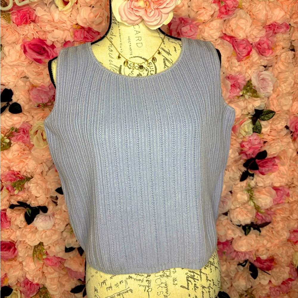 Jones New York Gray Ribbed Sleeveless Tank Top